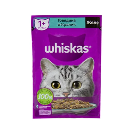 پوچ گربه ویسکاس با طعم گوشت گاو و خرگوش Whiskas Beef & Rabbit